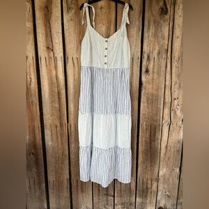 True Craft 2X Striped Tiered Tie Shoulder SundressFarmhouse Boho Cottagecore